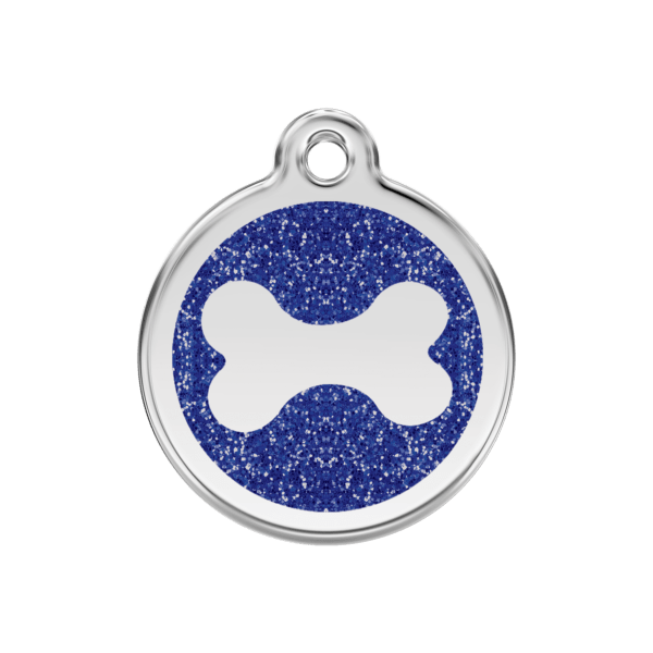 Médaille pour Chien Red Dingo Paillettes Os Bleu Foncé MM