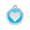 Médaille pour Chien Red Dingo Paillettes Coeur Turquoise