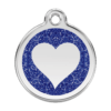 Médaille pour Chien Red Dingo Paillettes Coeur Bleue Foncé