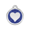 Médaille pour Chien Red Dingo Paillettes Coeur Bleu Foncé