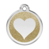 Médaille pour Chien Red Dingo Paillettes Coeur Dorée