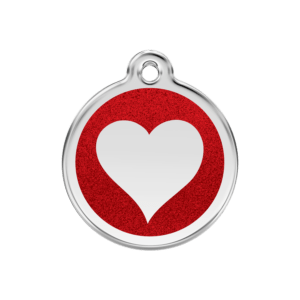 Médaille pour Chien Red Dingo Paillettes Coeur Rouge