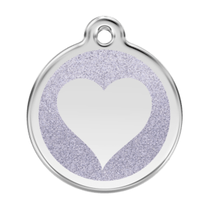 Médaille pour Chien Red Dingo Paillettes Coeur Argentée