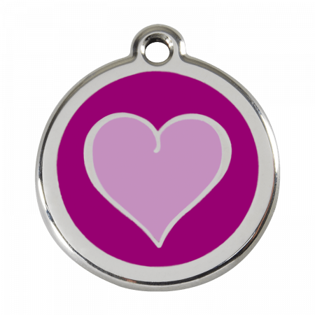 Médaille pour Chien Red Coeur Violet Grande