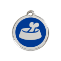Médaille pour chien en émail Os dans gamelle Bleu Foncé MM
