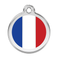 Médaille pour chien Drapeau français Blanc GM