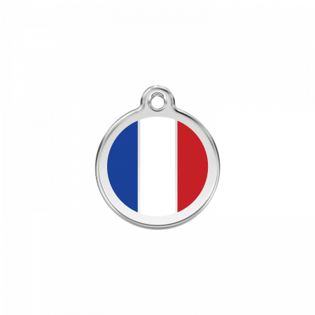 Médaille pour chien Drapeau français Blanc PM